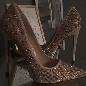 Nude sparkly heels